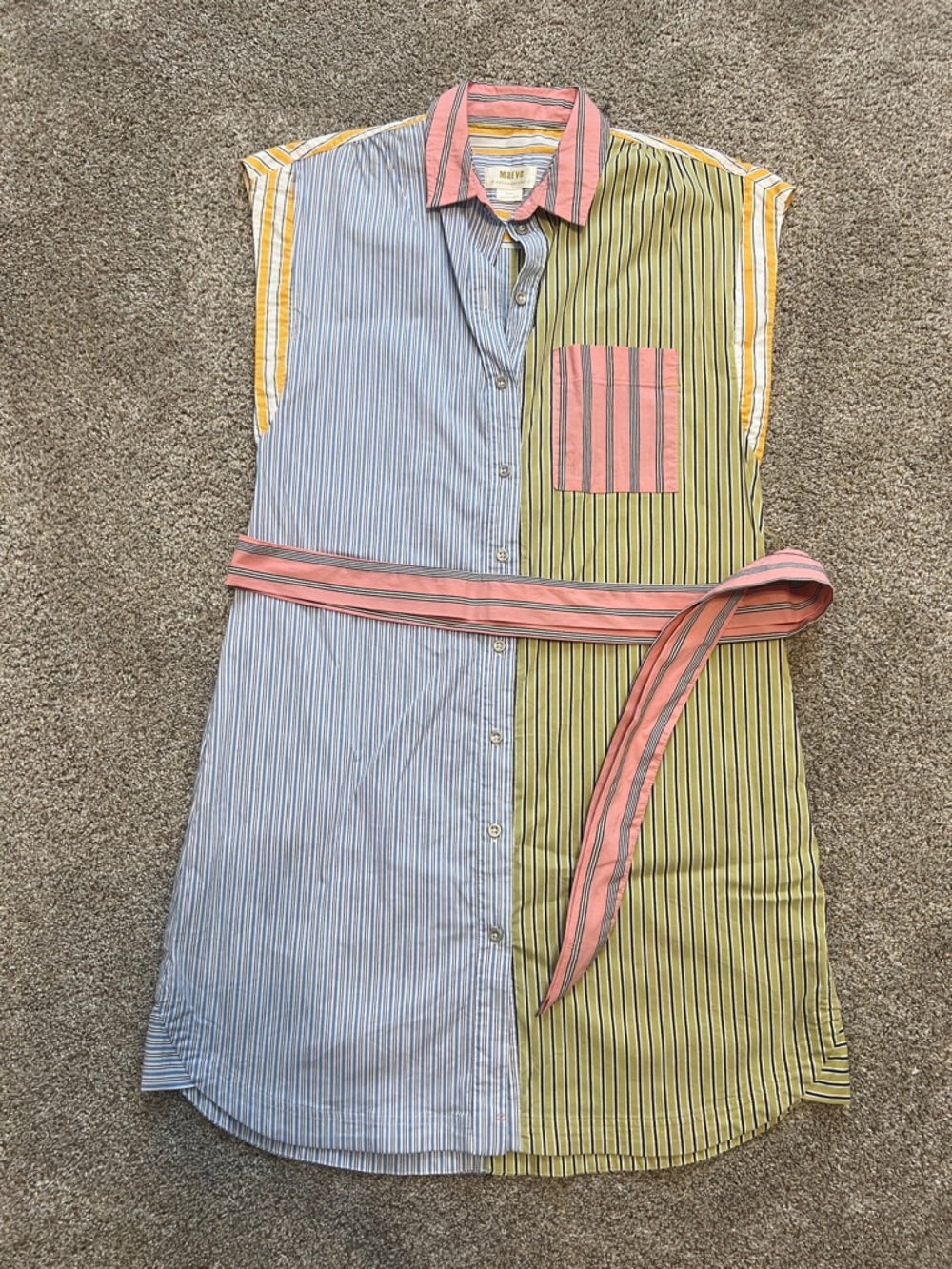 Anthropologie Multi-Striped Shirt Dress in Blue, Yellow, Pink